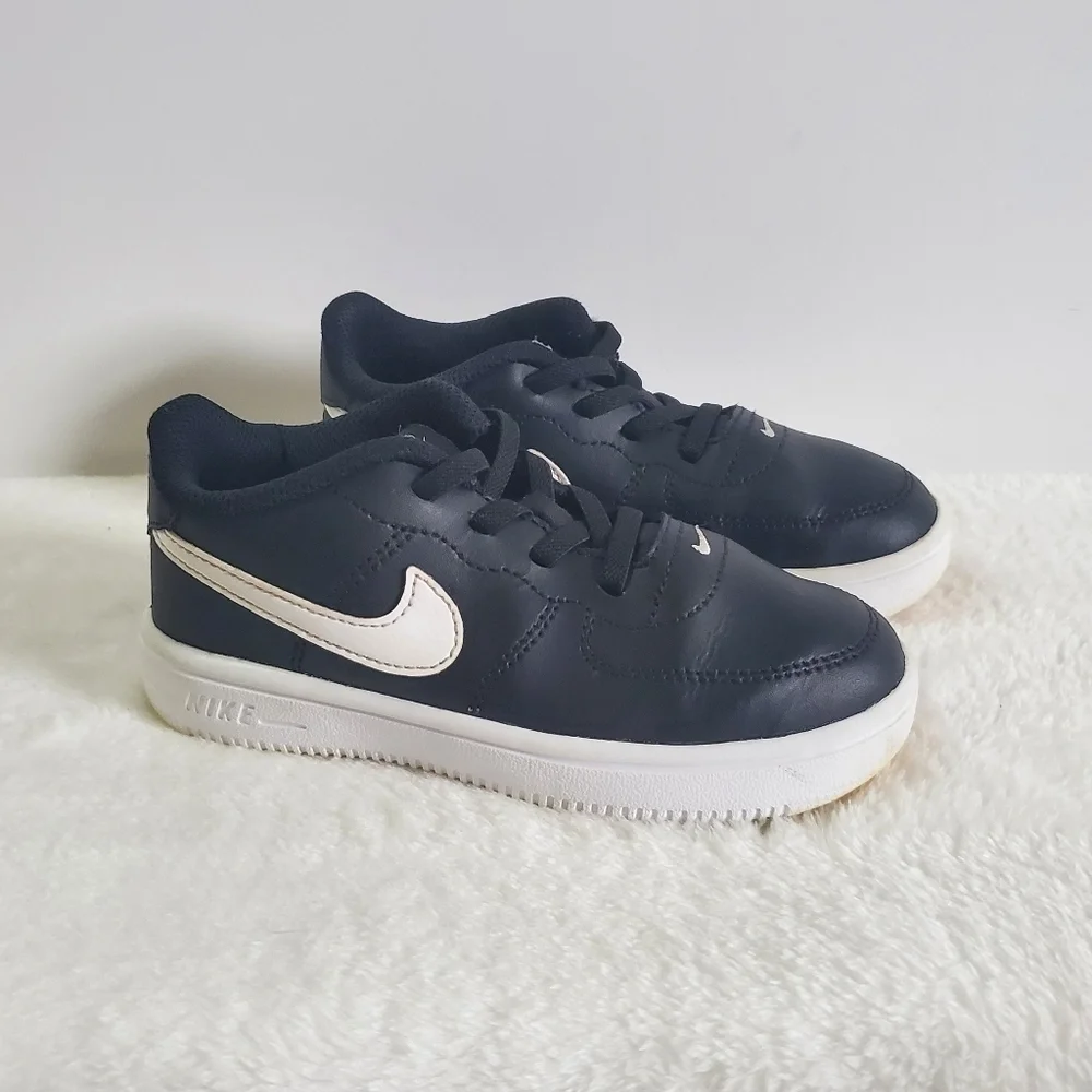 NIKE Force One 1 Leather Black White Sneakers Little Kids Size 10C